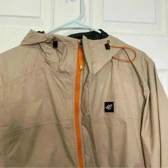 Dutch Bros Coffee Dutchwear Windbreaker Zip Up Jacket Mens Medium Beige Brown - Picture 5 of 9